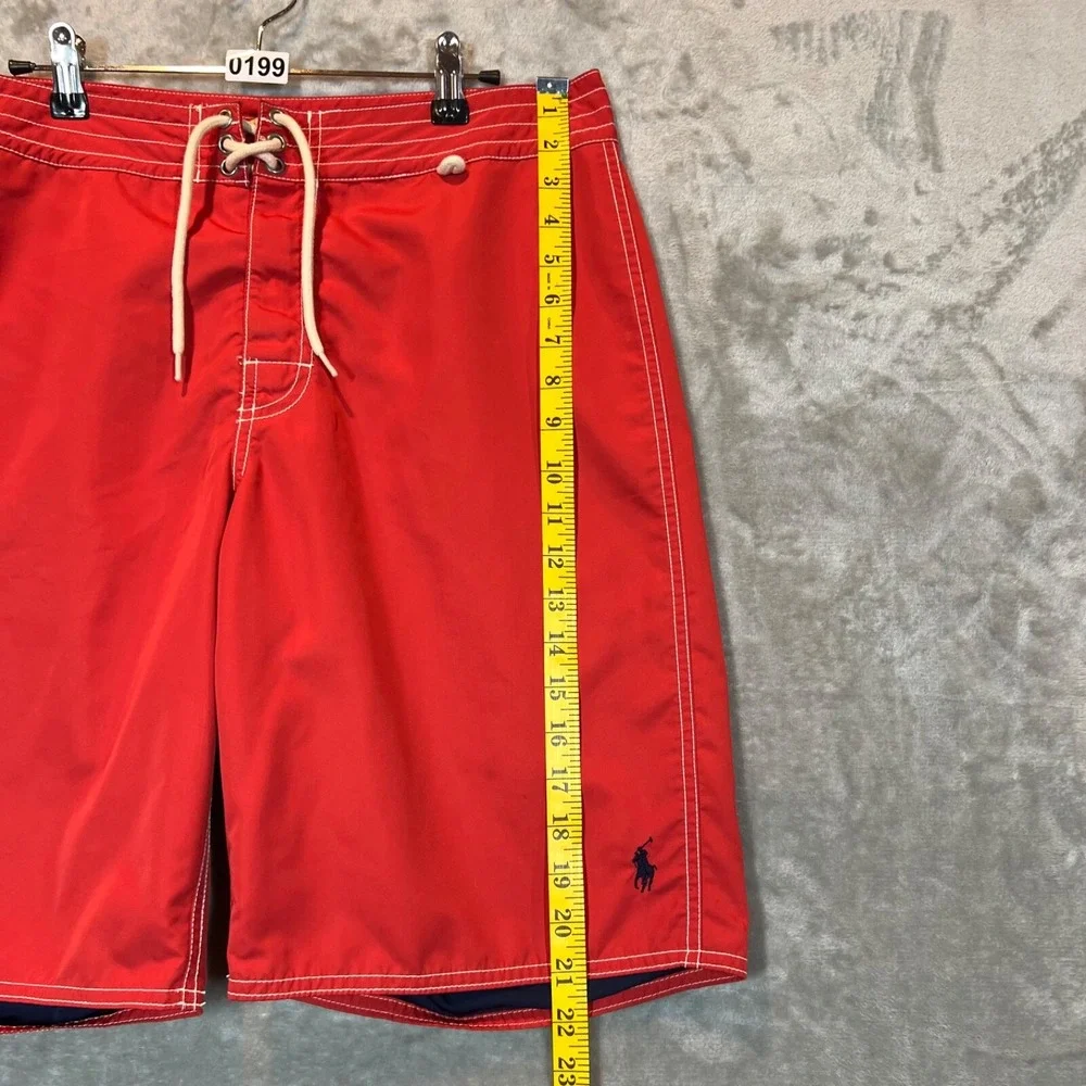 Polo by Ralph Lauren Swim Board Shorts Mens Size 32 Red‎ Preppy Beach Blue Pony